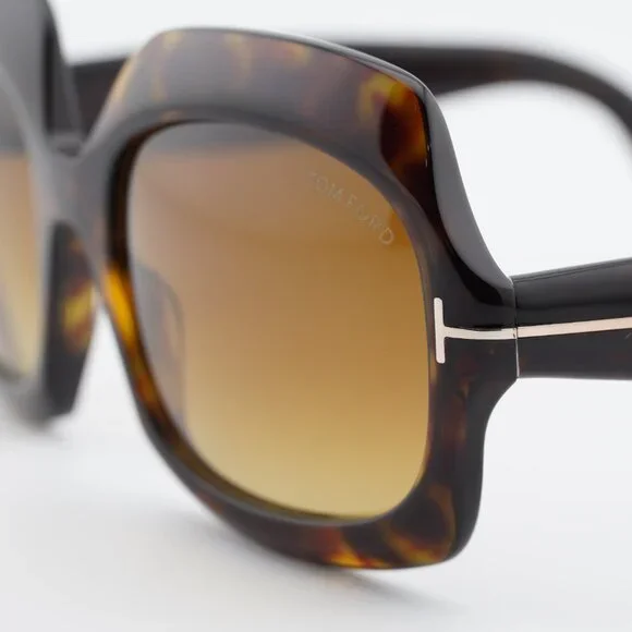 Tom Ford Ren FT1155 52F Sunglasses Havana Square Frame, Brown Lenses
